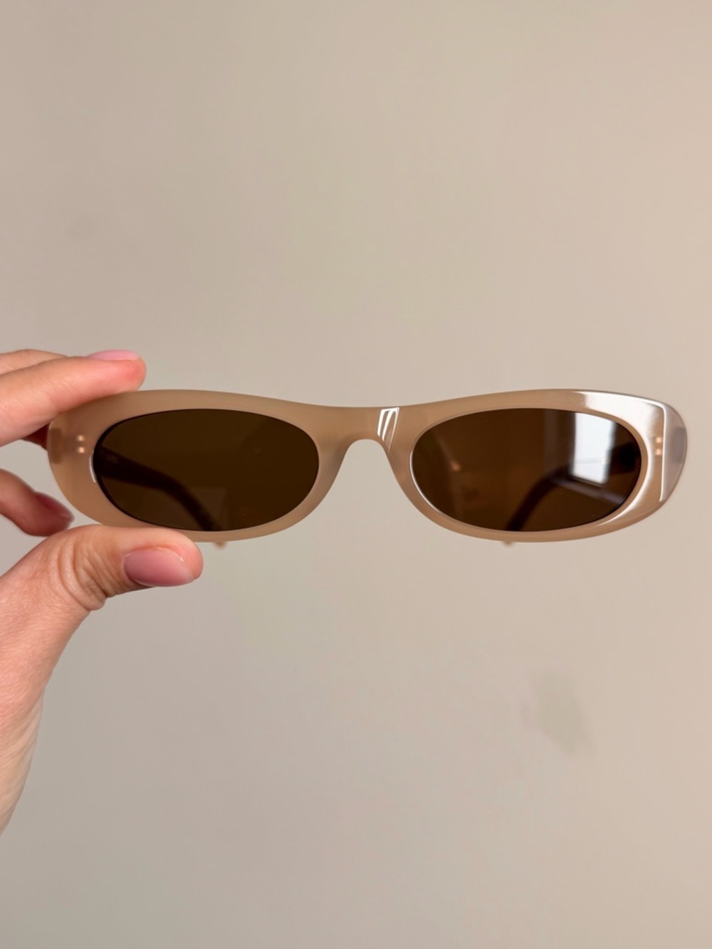🤎Saint Laurent Nude Oval Sunglasses Chic Minimal Frame ✨ - Picture 7 of 10